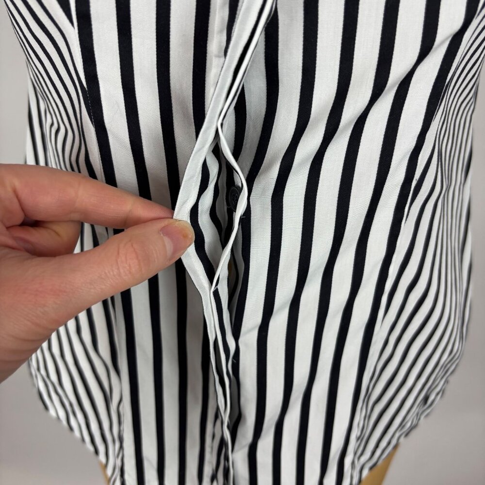 Banana Republic Stripe Top Womens Size Small Y2K Black White Striped Puff Sleeve - Picture 5 of 12